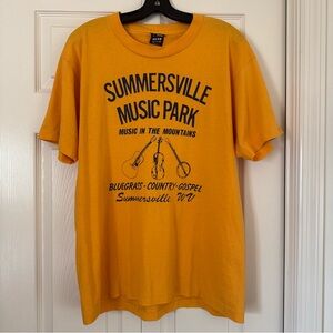 Vintage Bluegrass single stitch t-shirt Size L Yellow Summersville Music Park WV